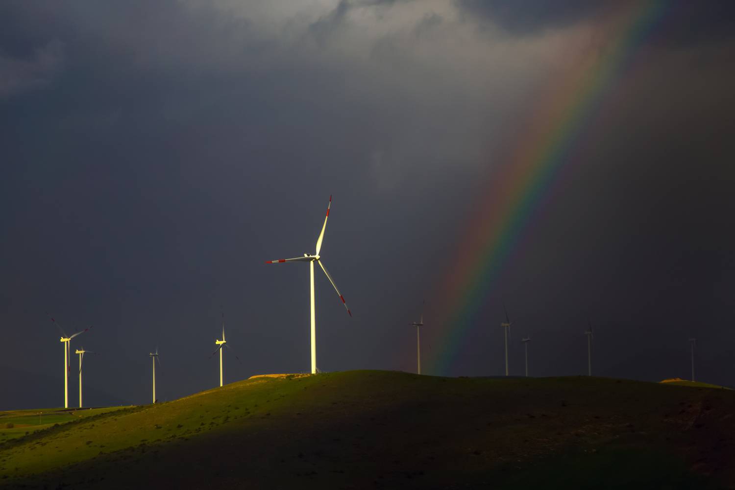 радуга ветряк пейзаж, Мурзинов Виктор