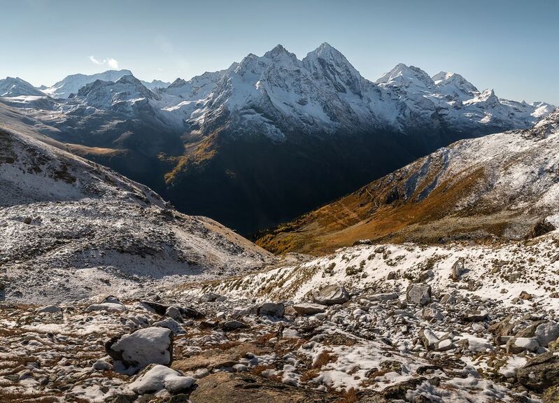 кавказ, горы, карачаево-черкесия, кчр, осень в горах, махар, первый снег, кавказский хребет Белая осень фото превью