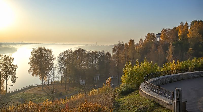река, осень, набережная, утро Утро фото превью