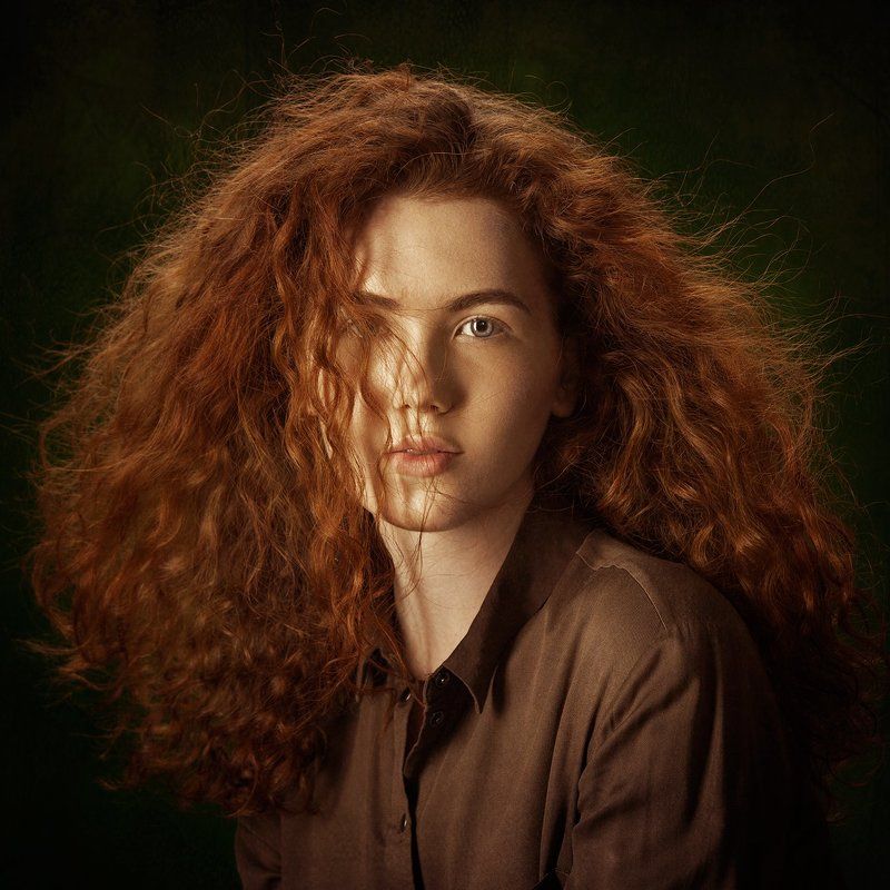 Девушка, Портерт, Рубашка, Рыжая, Свет, Студия brave фото превью
