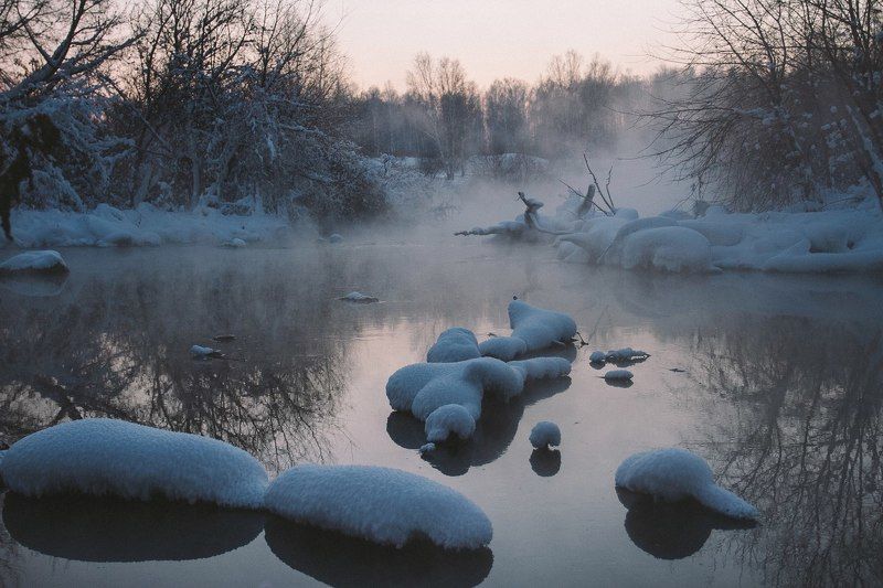 Зимняя запруда  фото превью