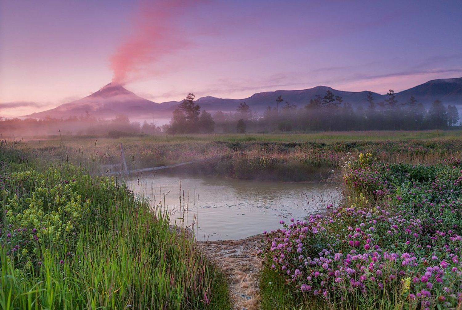 Вулкан, Заповедник, Источник, Камчатка, Пейзаж, Рассвет, Денис Будьков