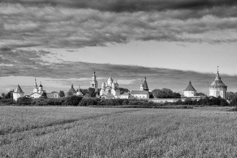 вологда, монастырь, лето, поле, облака, башня, церковь, храм Летним вечером в окрестностях Вологды фото превью