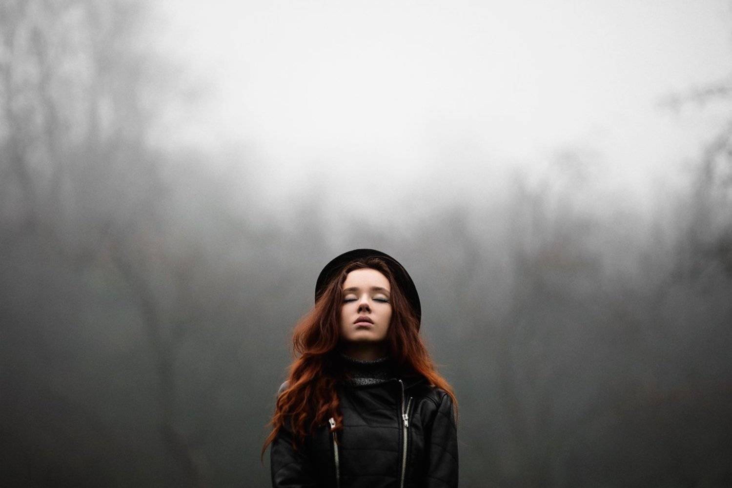 Портрет, девушка, красивая, лицо, волосы, туман, лес, природа, nikon, 85mm, Абдрахманов Аскар