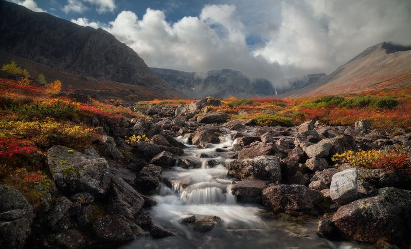 пейзаж,хибины,кольский,север,россия,река,цвет,свет  фото превью