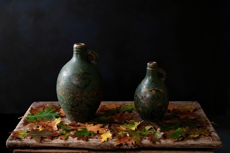Still life, Autumn, Colors, Jug, Leaf, Mood, Old,  Увядающая красота фото превью