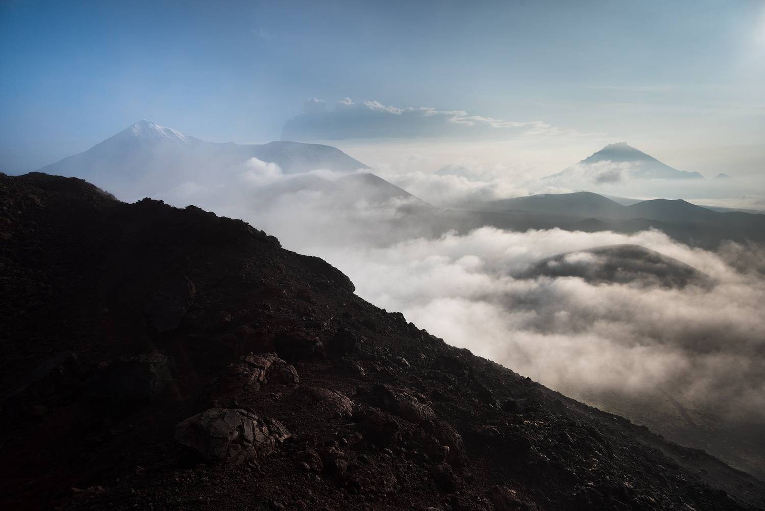 горы, вулкан, камчатка, рассвет, mountains, volcano, kamchatka, sunrise, Дмитрий