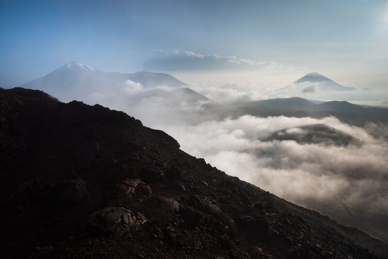 горы, вулкан, камчатка, рассвет, mountains, volcano, kamchatka, sunrise  фото превью