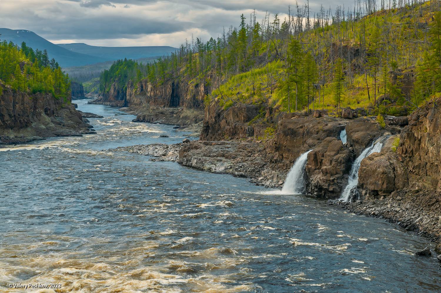 река курейка, каньон, плато путораны, скалы, пороги, лиственницы, владимир коваль, Пешков Валерий
