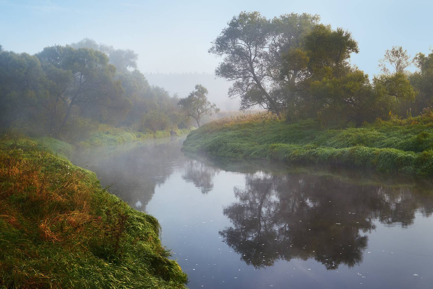 осень, река истра, туман, Медведев Александр
