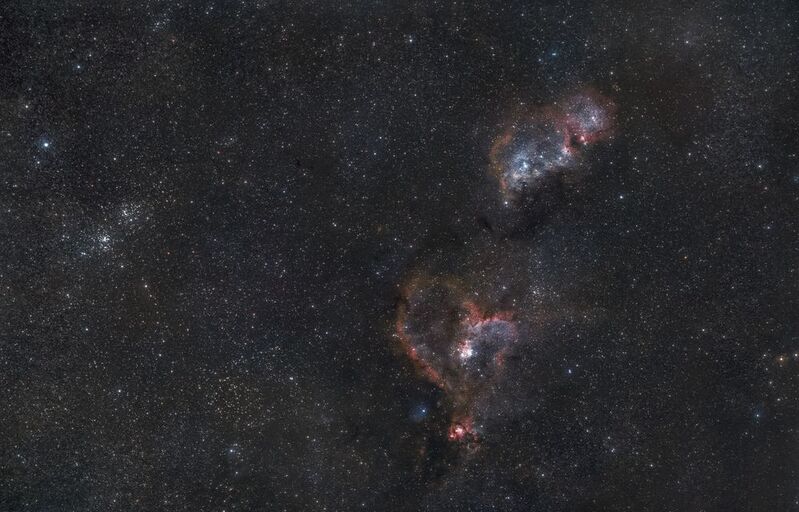 Туманности Душа и Сердце, а также рассеянные звёздные скопления Хи Аш Персея фото превью