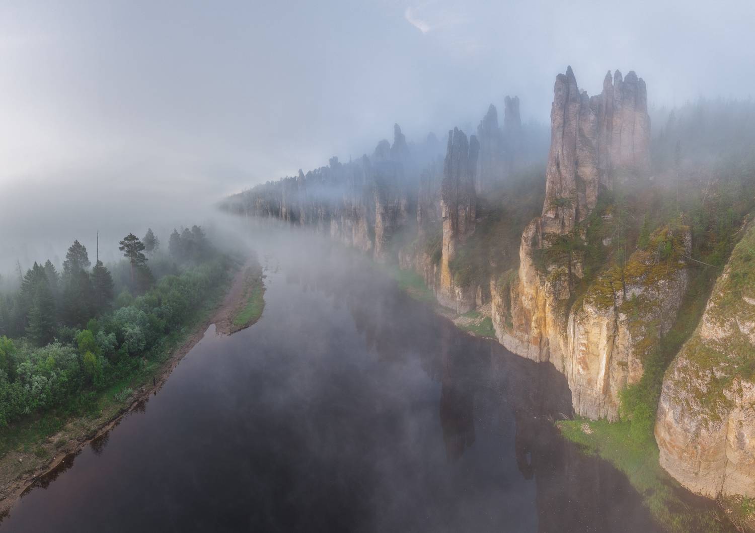 якутия, синские столбы, река, лето, природа, россия, восход, пейзаж, сибирь, туман, yakutiya, river, summer, nature, russia, sunrise, landscape, siberia, fog, Алексей Королёв