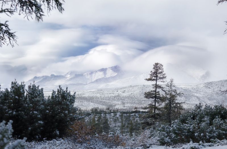 Снегопад на хребте Черского фото превью