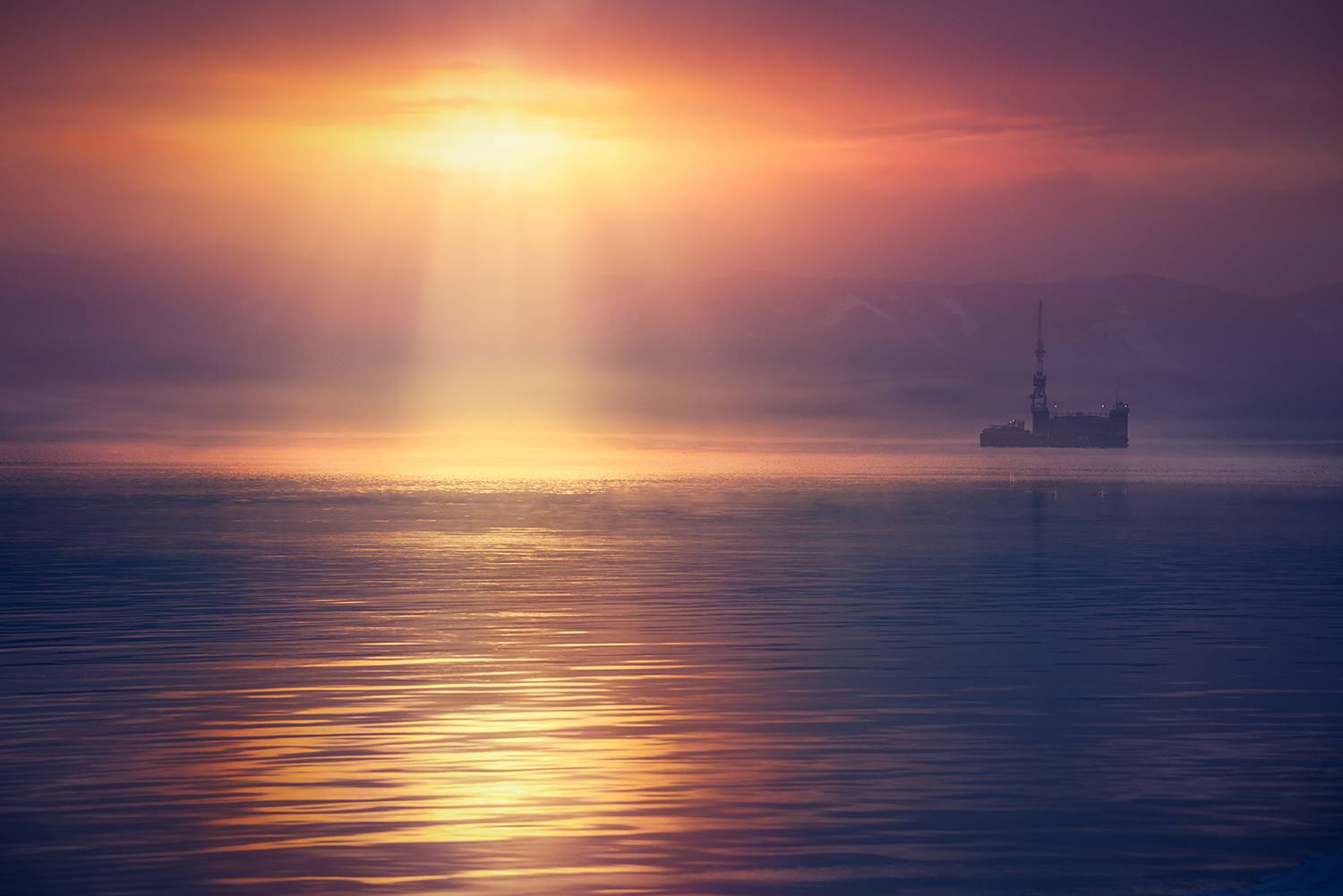 пейзаж, природа, река, солнце, свет, лучи, енисей, красноярск, блик, отражения, Антипов Дмитрий