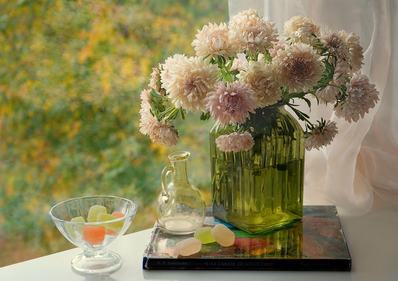 Астры на окне. Осенний меланж фото превью