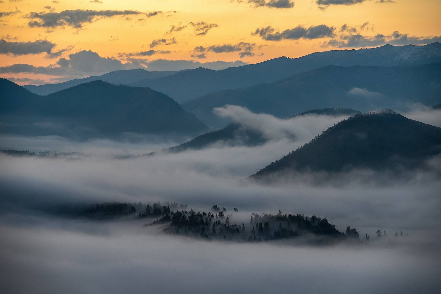 altay, drone, landscape, foggy, topview, Алексей Вымятнин