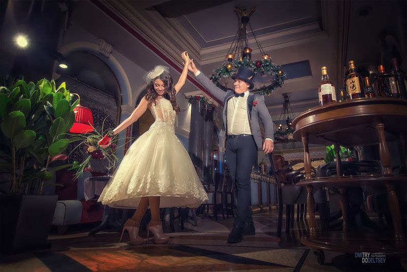 Свадьба, жених, невеста, ресторан, интерьер Ю&К фото превью