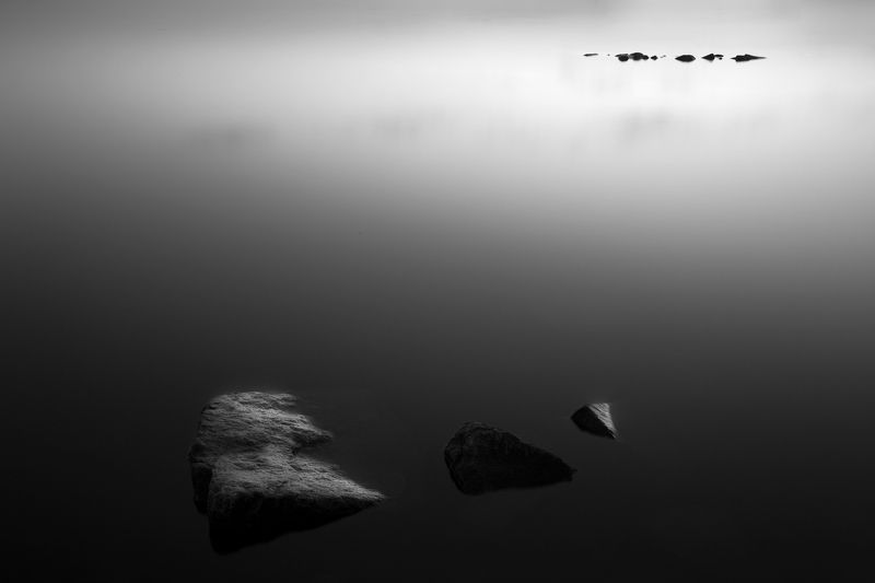 пейзаж, финский залив, камни, черное, белое Штиль фото превью