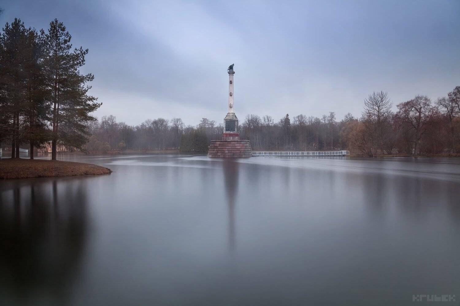 Длинная выдержка, Дождь, Отражение, Парк, Пруд, Туман, KrubeK
