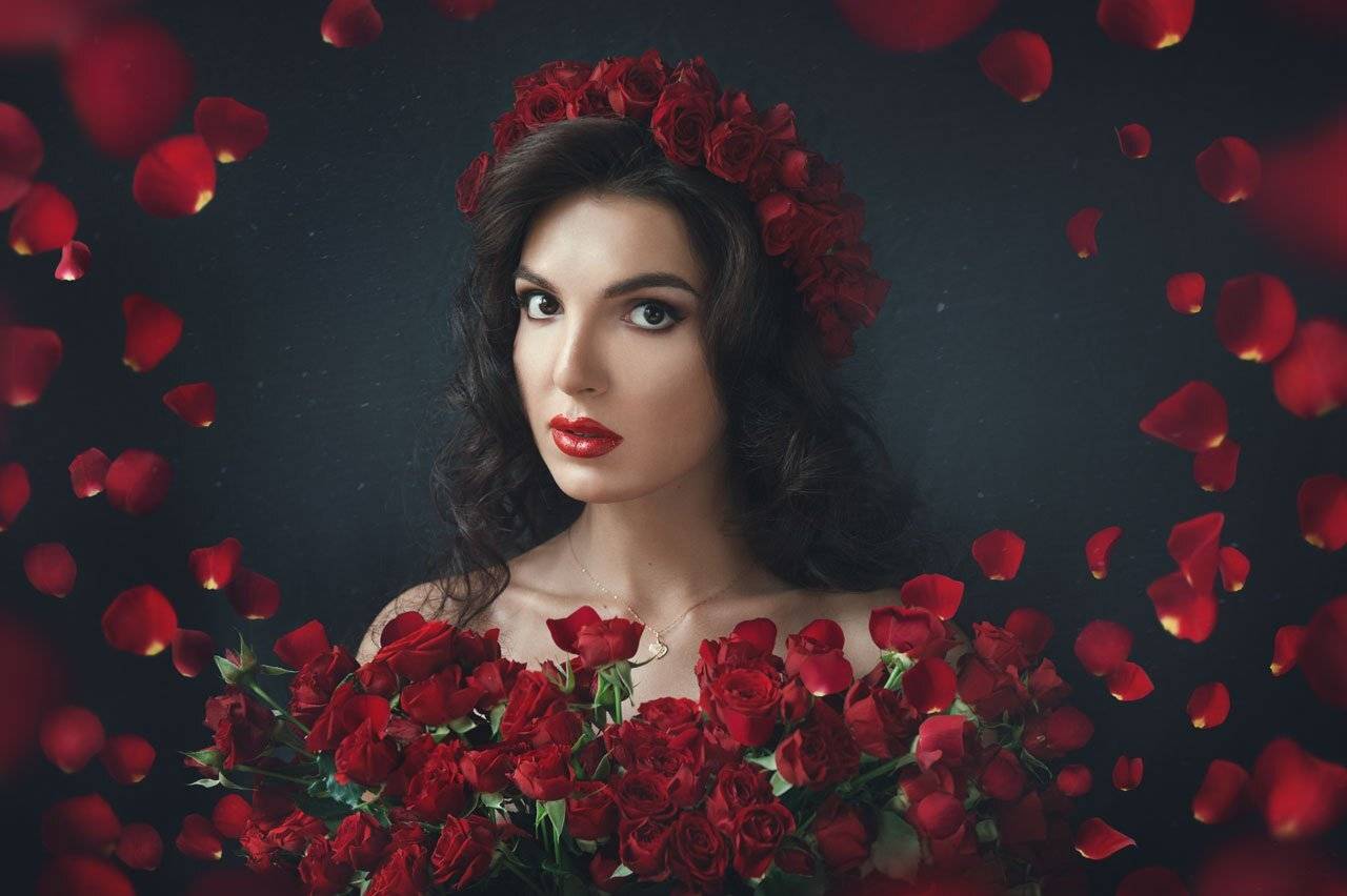 Девушка, Коллаж, Портрет девушки, Роза, Бабинцева Мария