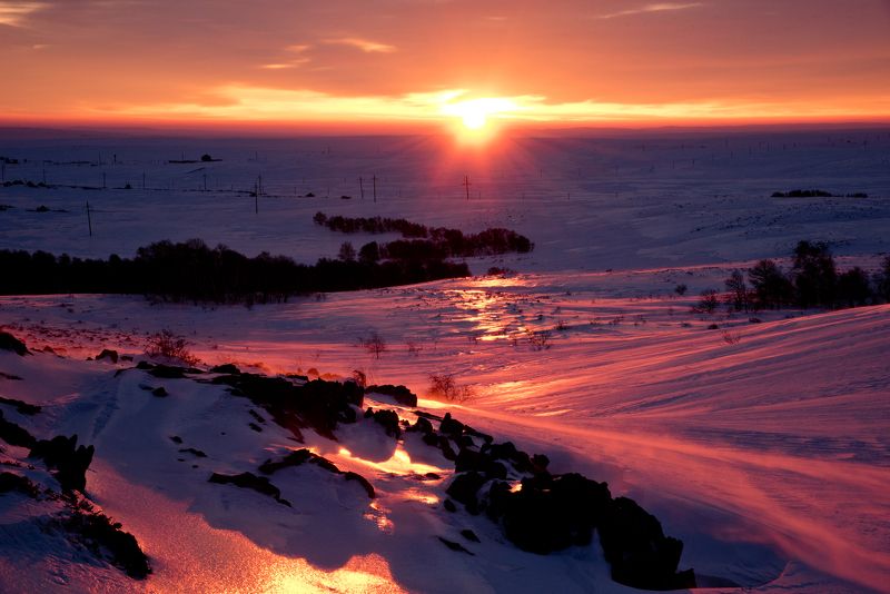 Казахстан. Улытау.зима. Зимнее утро. фото превью