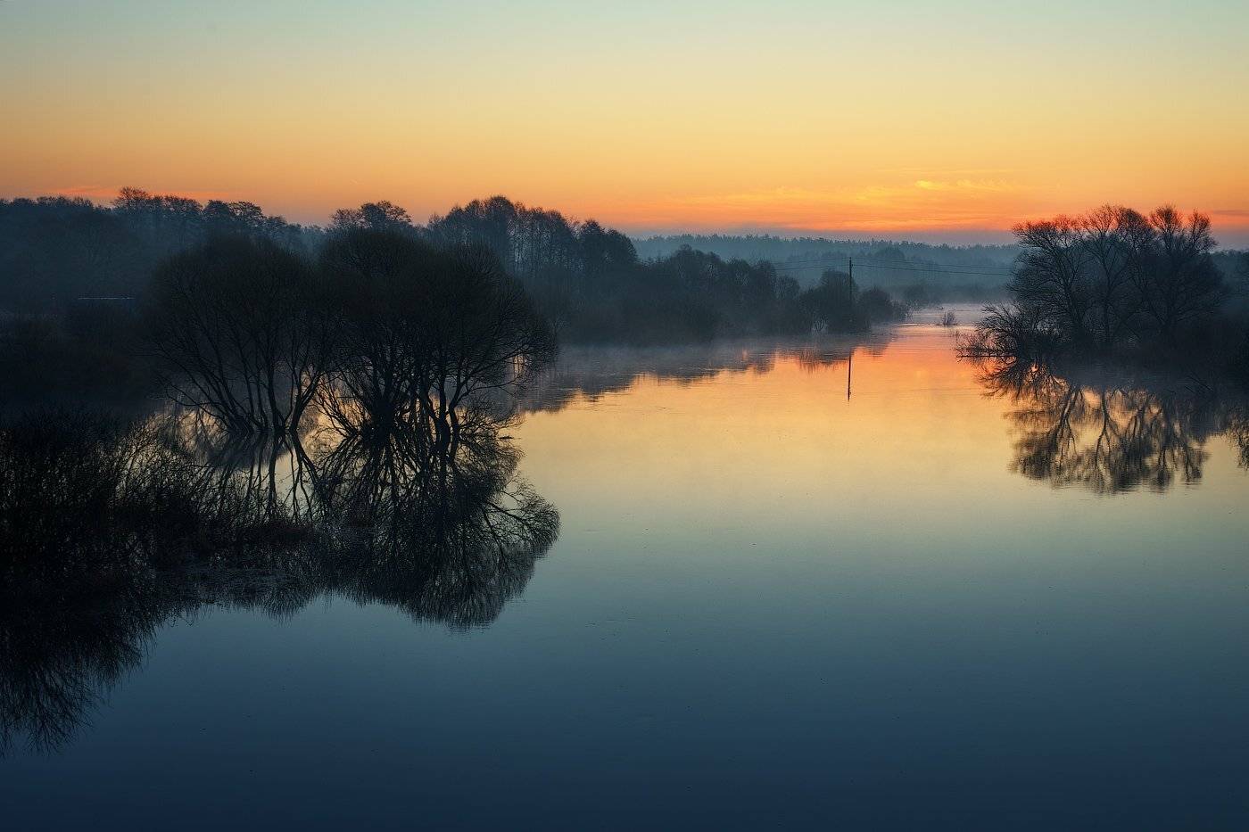 рассвет, река, утро, весна, Анастасия Крылова