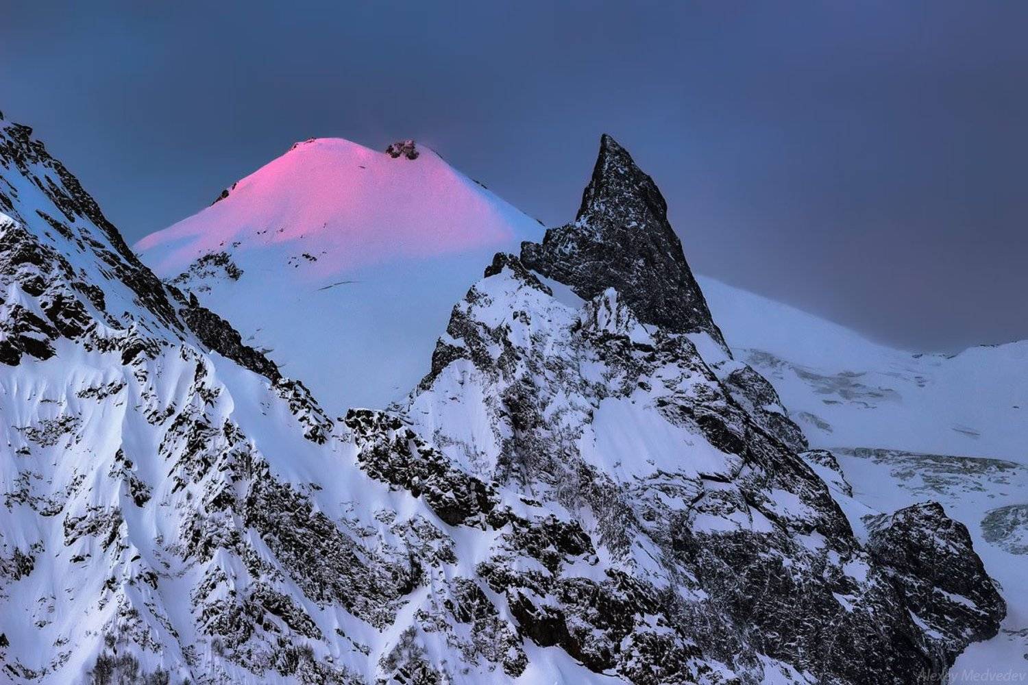 кавказ, домбай, зима,  снег, ущелье, горы, суфруджу, сумерки, Алексей Медведев