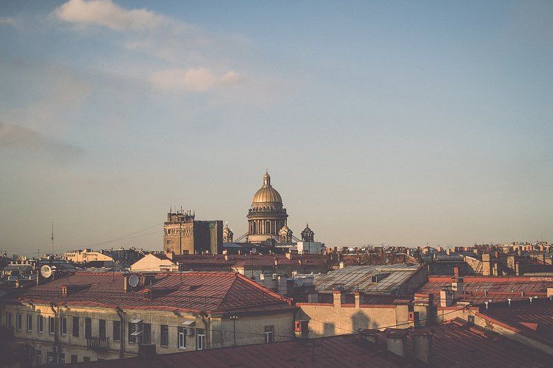 Питер, город, Исаакий Свет вечерний фото превью