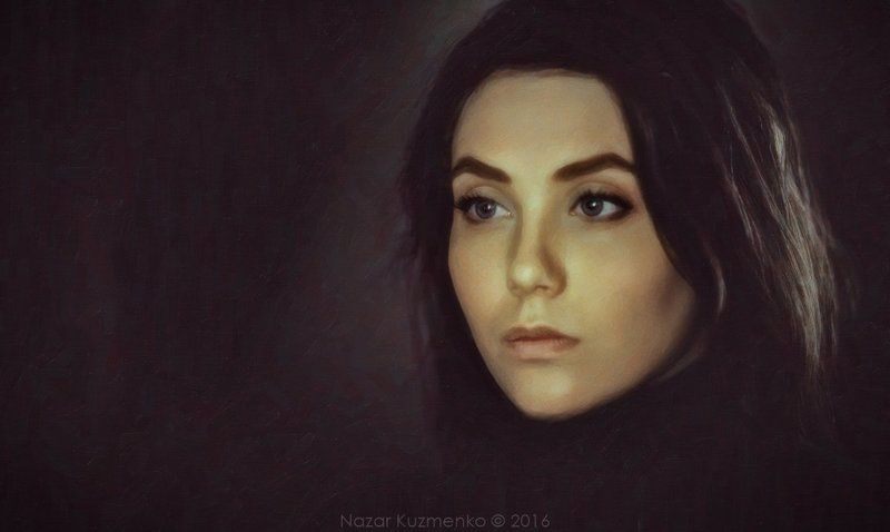 портрет, девушка, картина, холст, взгляд, арт Картина маслом фото превью