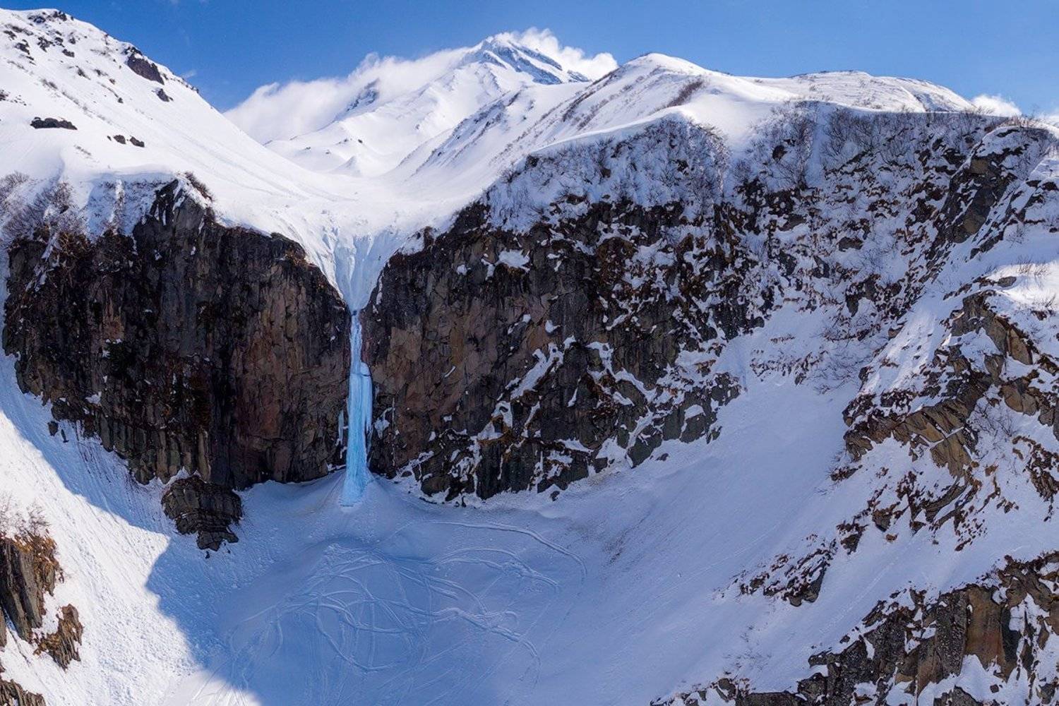 Весна, Водопад, Вулкан, Камчатка, Пейзаж, Снег, Денис Будьков