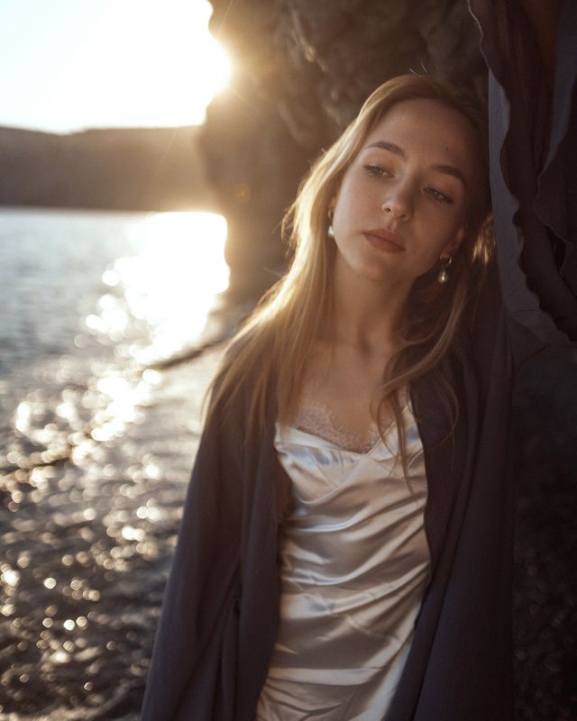 #sea #beach #sunset #girl #dress #waves #ocean #coast #nature Ksyusha фото превью