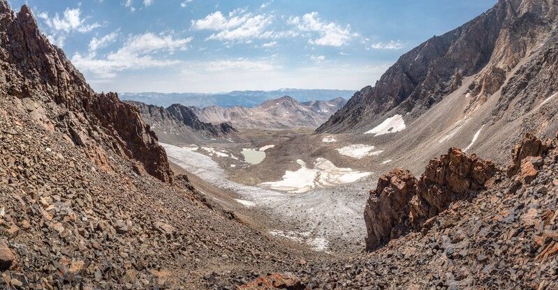 Горы, ледник, Джунгария, Казахстан, Джунгарский Алатау Вид с перевала фото превью