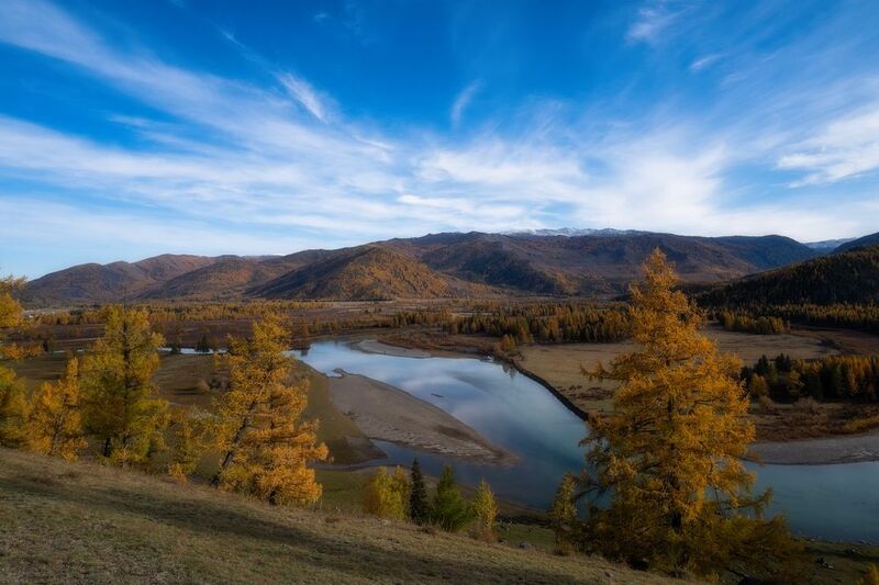 алтай, горы, лес, река, пейзаж, красивый, осень, джазатор Осень. Джазатор фото превью