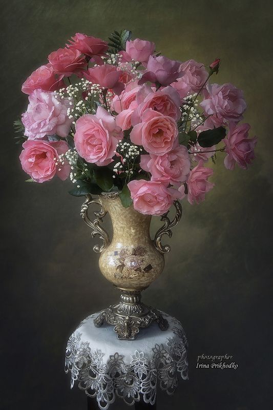 натюрморт, цветы, букеты, розы, чайные розы С букетом чайных роз фото превью