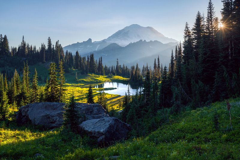 Вечер на озере Little Tipsoo фото превью