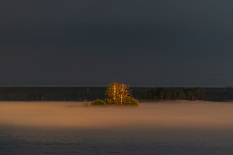 иркутск, ангара, закат Вечерний туман над Ангарой фото превью
