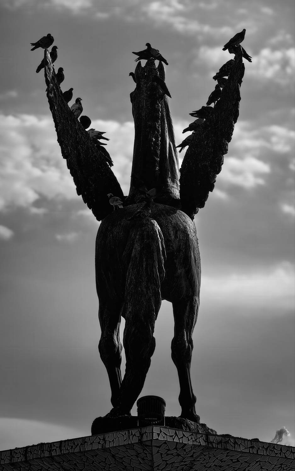 #cloud #monument #black&white #representation #sky #bird #pigeon #monochrome #sculpture, Shpek Andrey