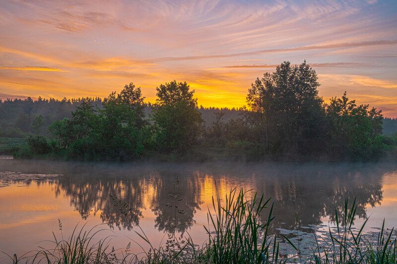 лето озеро рассвет облака природа пейзаж Рассвет. Июнь. фото превью