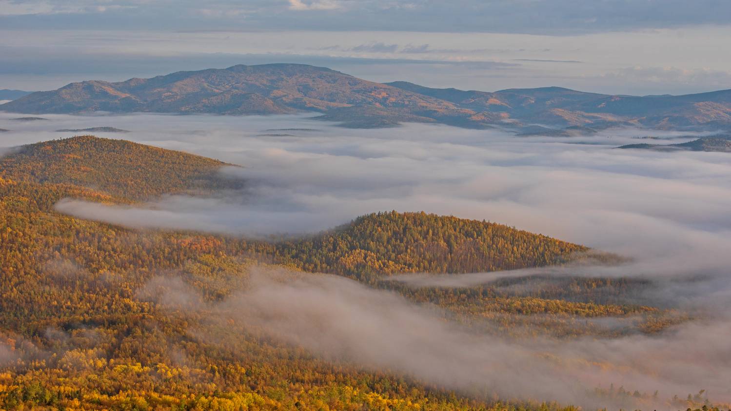 кутурчинское, белогорье, горы, саяны, утро,  осень, туман, Мальцев Юрий