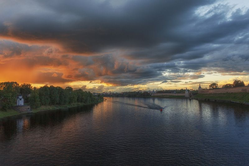 лето, небо, река, природа Вечер... фото превью