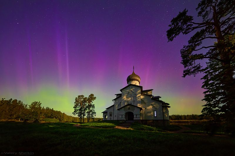 Аврора над Казанским скитом с 6/7 сентября. Валаам. фото превью