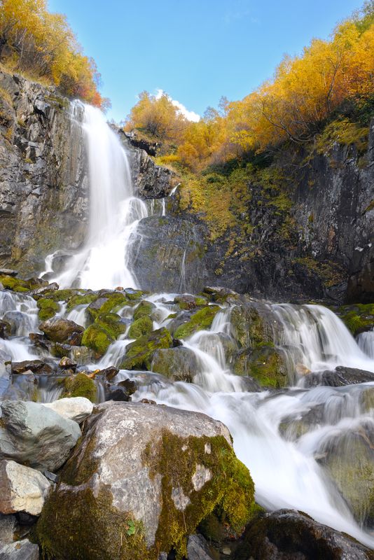 осень, водопад, Домбай, Кавказ Верхний Чучхурский водопад фото превью