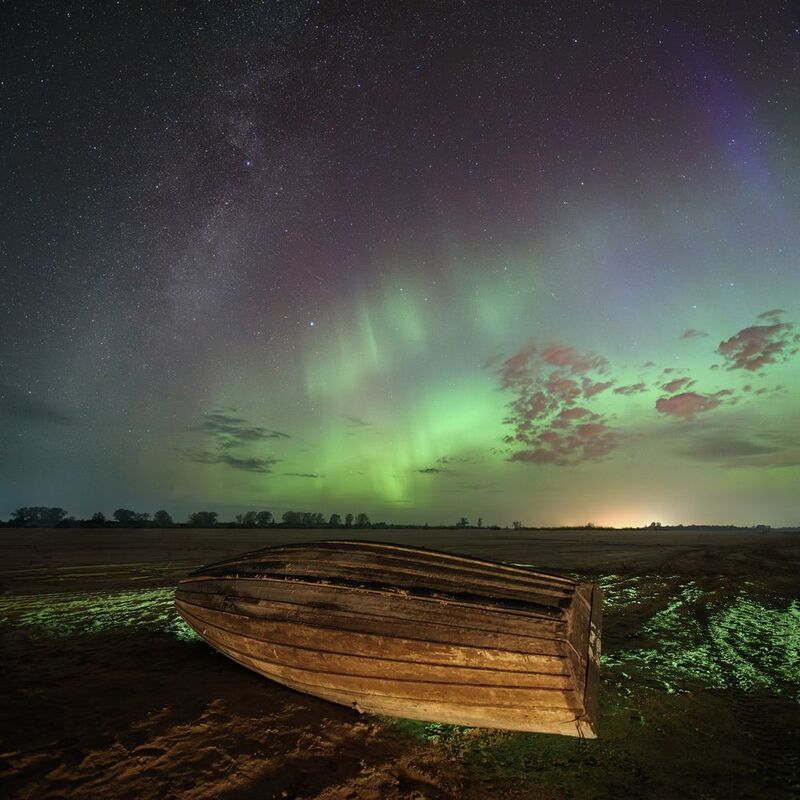 северное сияние, вологодская область, северная двина.  фото превью