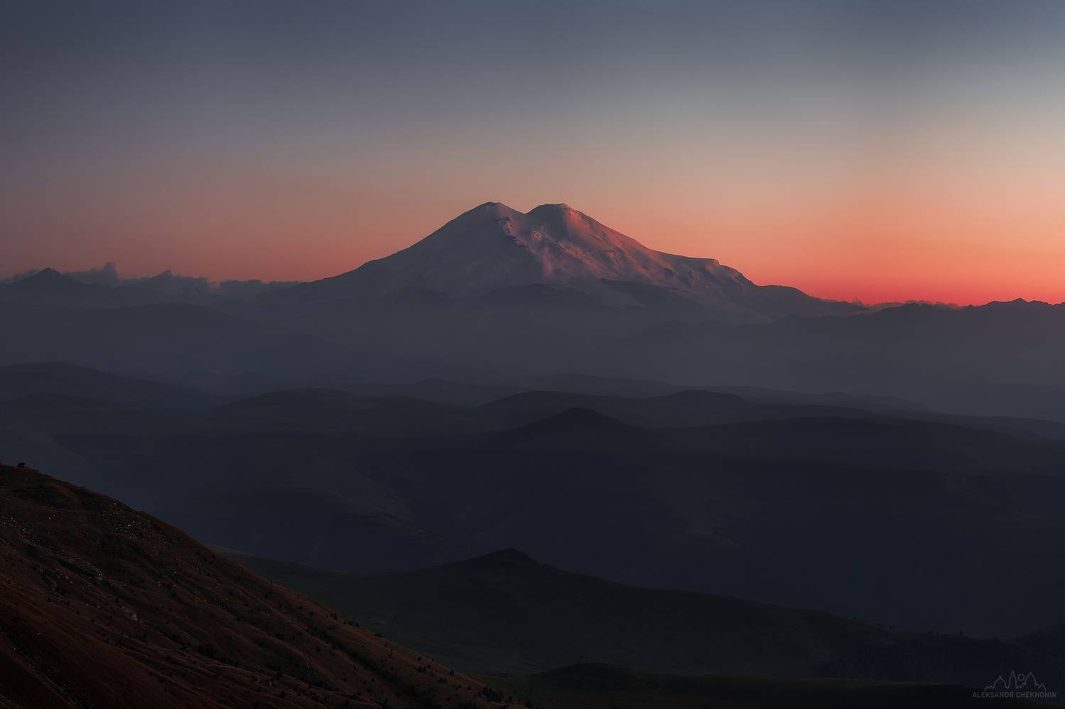 Кавказ, Эльбрус, закат, Чехонин Александр