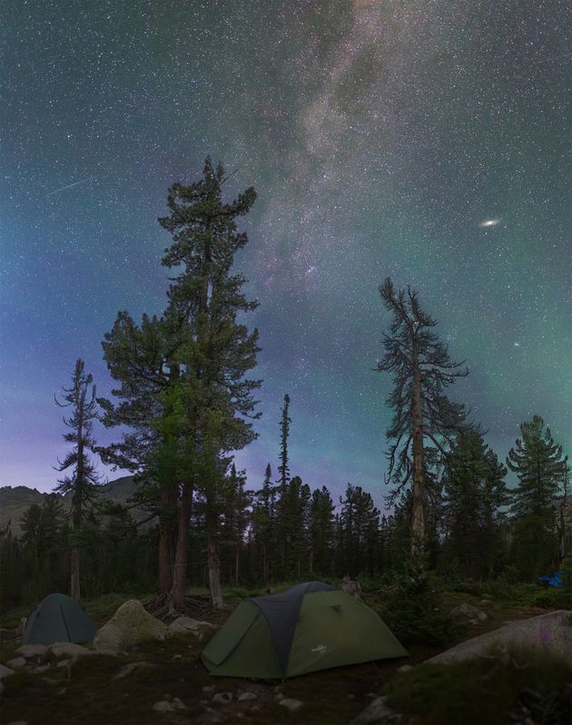астрофото, астрофотография, ночь, астрономия, астропейзаж, млечный путь, звезды, ночное небо, night, nightphotography, stars, milkyway, longexposure, ергаки, сибирь Три галактики фото превью