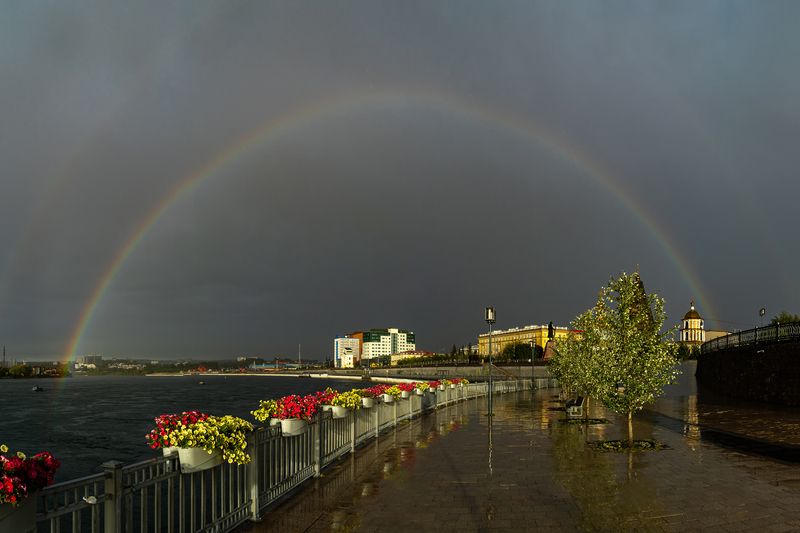 иркутск, ангара, радуга Радуга на Нижней Набережной Ангары фото превью