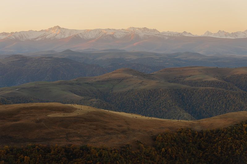 рассвет, кавказ, горы, кбр, шаджатмаз Палитра осени фото превью