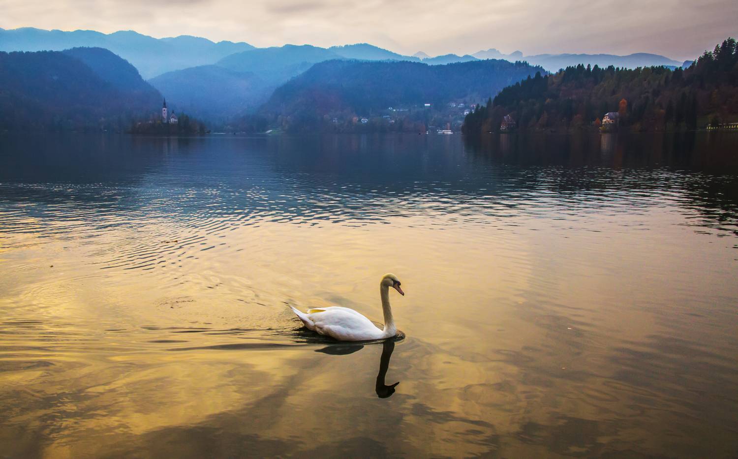 горы озеро пейзаж облака отражение утро, Мурзинов Виктор