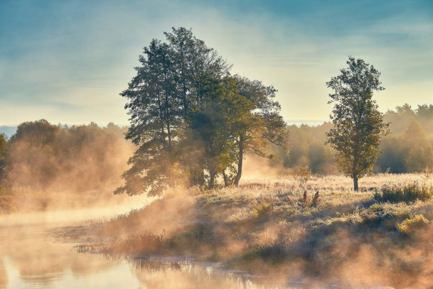 беларусь, заморозки, иней, неман, осень, рассвет, река, сентябрь, туман, утро, Вейзе Максим