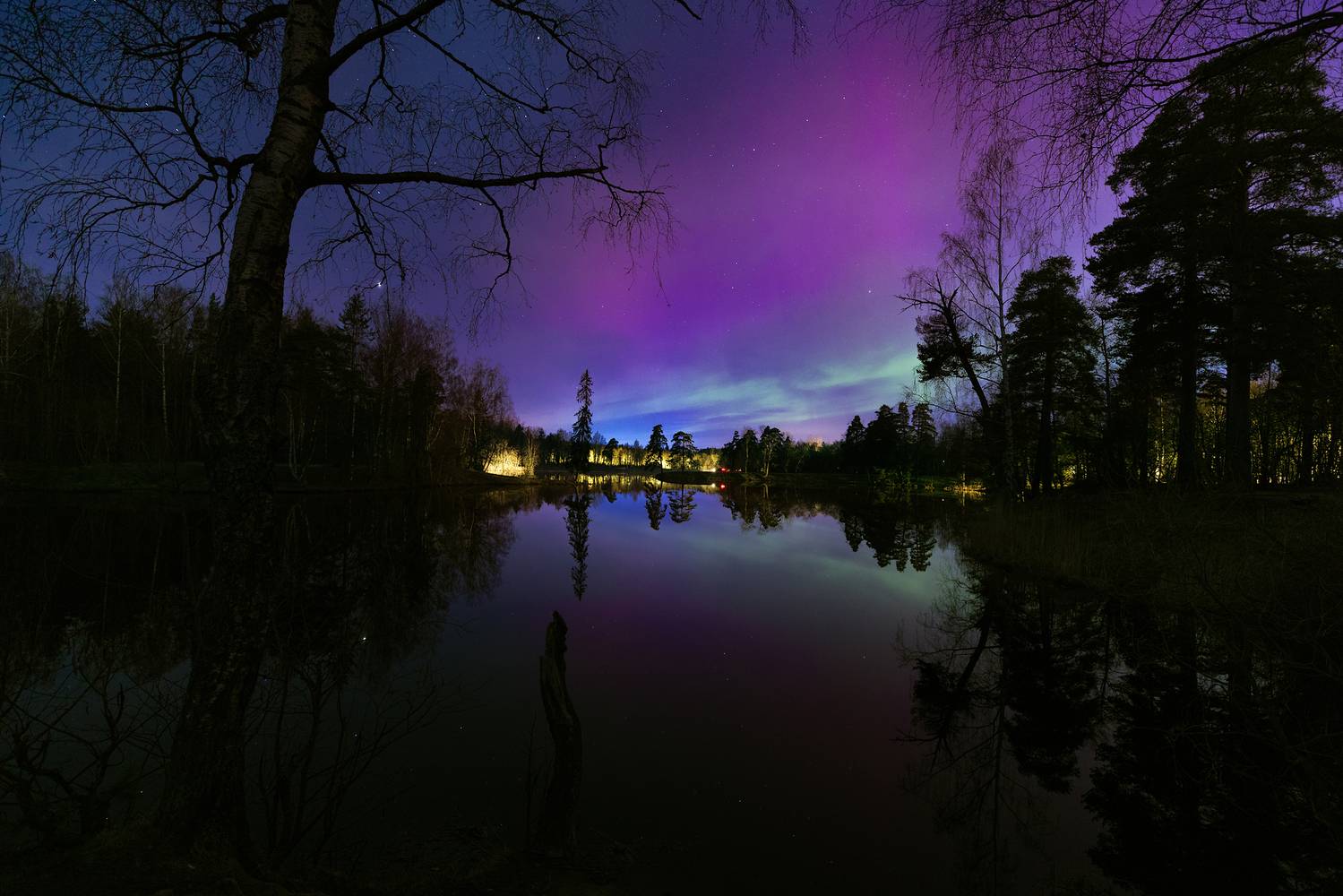 Ломоносов, полярное сияние, город, Dmitry Yudchenko